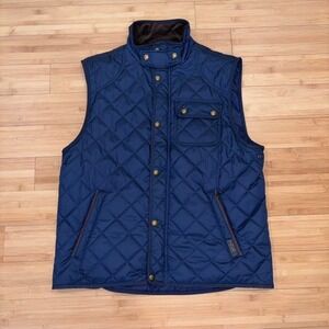 Polo Ralph Lauren Quilted Navy Vest L/G Preppy Old Money Core Classic
